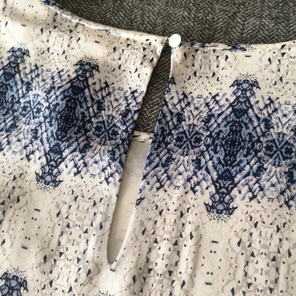 Kenar 100% Silk Blue Porcelaine Print Short Sleeve Dress - Picture 6 of 10